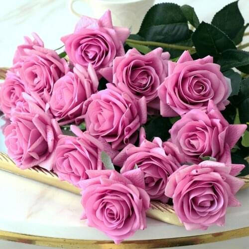 7pcs/lot Artificial Flowers Decor Rose Silk Flowers Floral Latex Real Touch Rose Wedding Bouquet DIY Home Party Design Flowers