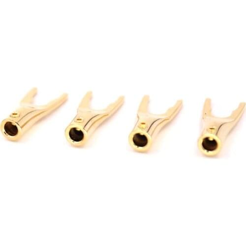 8Pcs SY1531 Audio Pure Copper Gold Plated Y Spade Speaker Plugs Audio Screw Fork Connector Adapter
