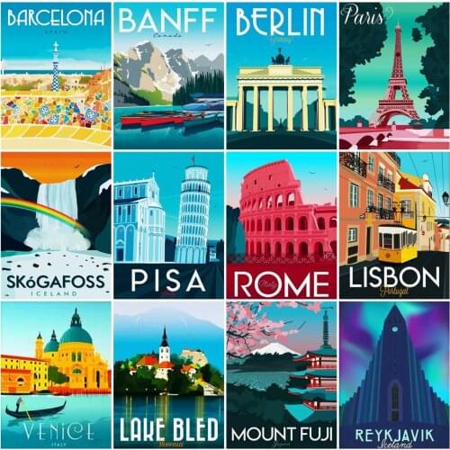 AZQSD Diamond Embroidery Paris Venice City Mosaic 5D Picture Of Rhinestones Diamond Painting Landscape Cross Stitch Home Decor