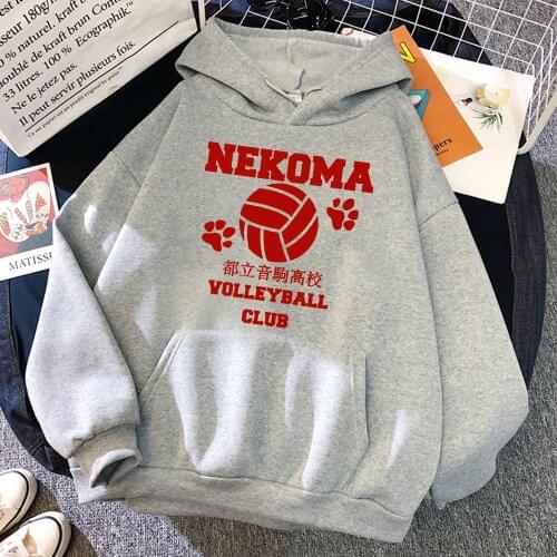 Anime Haikyuu Nekoma High School Pullovers Autumn Fleece Clothing Mens Harajuku Casual Hoodies Fleece Loose Tracksuits For Male