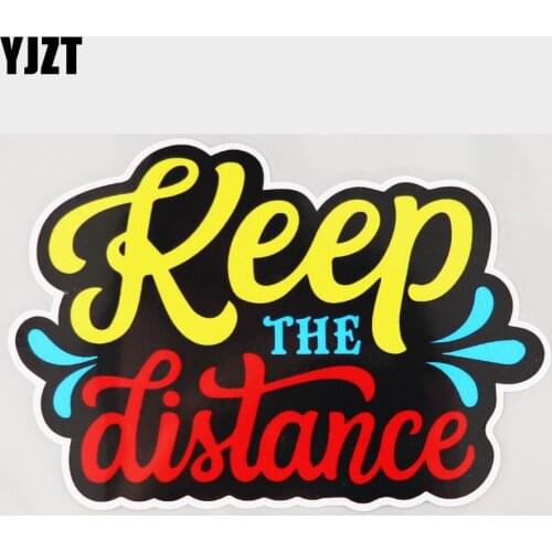 YJZT 14.3CM×9.5CMCar Sticker Please Keep The Distance PVC Decal 11C-0046