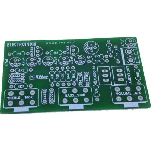 Bass, Treble & Volume Control Board with Transistors for Audio Amplifier