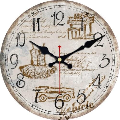 Retro Arabic Numerals Design Non Ticking Clock Home,office,school Art Decor,Vintage 16Inch World Map Round Silent Wall Clock