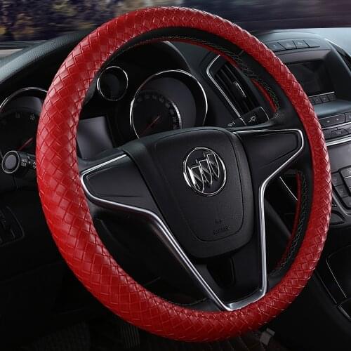 DERMAY 38cm Auto Steering-Wheel Black Car Styling Steering Wheel Cover Leather Steering Covers Car Interior Accessories