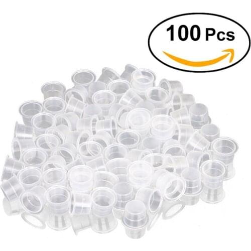 100pcs/Set Tattoo Ink Cup Cap Holder Pot M/L Plastic Holder Microblading Makeup Pigment Container Disposable Supplies Accessory