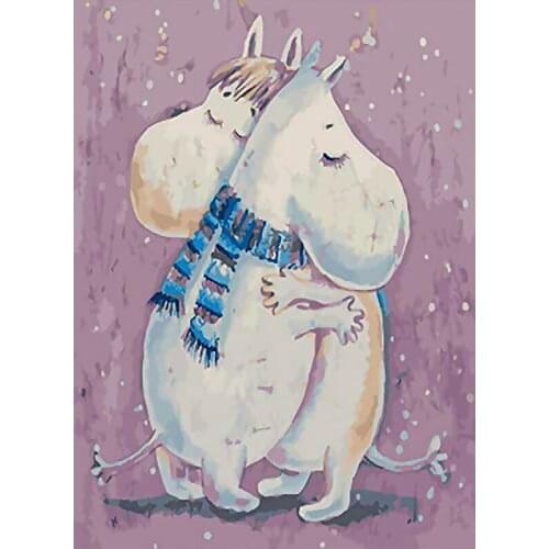 DIY Unframe Oil Painting By Numbers hippo On Canvas Drawing By Numbers Animal Acrylic Paint Handmade Gift Kits