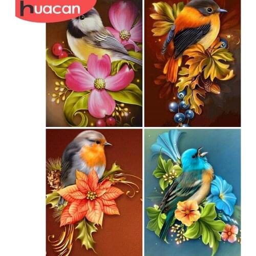 HUACAN 5D Diamond Painting Bird Animal Full Square Round Drill Home Decoration Mosaic Beaded Rhinestone Picture Crystal Craft