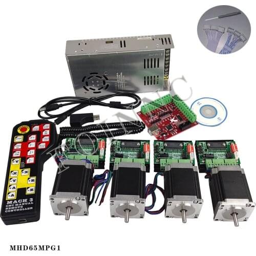Juego de controladores CNC, 4 ejes, 4 TB6560, controlador de motor paso a paso, motor Nema23 + Sistema de control de volante ele