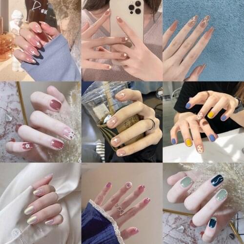 Nails Art Fake Nail Tips False Press on Coffin with Glue Stick Designs Clear Display Short Set Full Cover Artificial Square Kiss