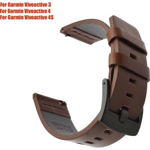 Italy Oily Leather Watchband 18 20 22 mm for Garmin Vivoactive 3 vivoactive 4/4S Sport Quick Release Watch Band Wrist Belt Strap