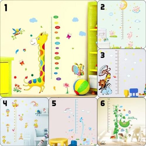 Measure Height Wall Stickers Cartoon Giraffe Pig of Kindergarten Childrens Room Chart Ruler Home Decor