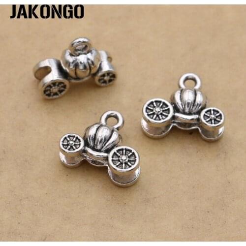 JAKONGO Antique Silver Plated Pumpkin Car Charm Pendants for Jewelry Making Bracelet Accessories DIY 15pcs/lot