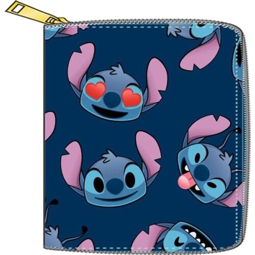 Disney mickey mouse Clutch Stitch girl boy coin bag PU cartooon card holder Zip Wallet Stitch Wallet