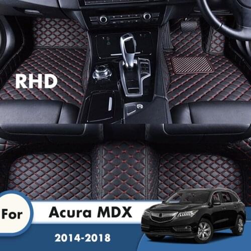 RHD Car Floor Mats For Acura MDX 2018 2017 2016 2015 2014 Artificial Leather Car Carpets Rugs Custom Auto Interior Accessories