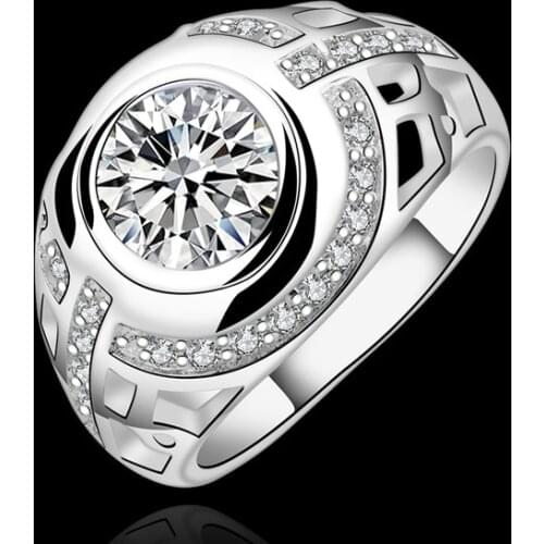 Beautiful high quality retro style fashion design Silver color zircon crystal Rings Jewelry free shipping factory price R575