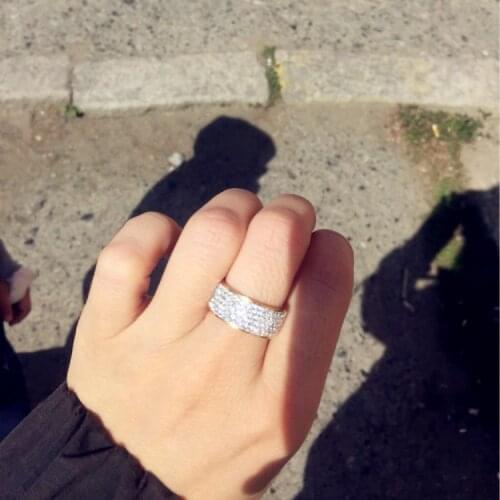 8MM CZ Stainless Steel Ring for Women and Men Full Pave CZ Crystal Personalized Ring Customize Ring Engraved Ring