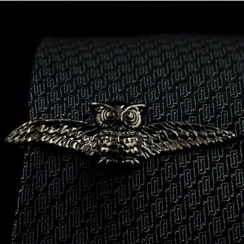 Metal Copper Tie Clips Men Unisex Gift Black Owl Animal Bird Wedding Business Personality Boutique Nacktie Clip Wholesale