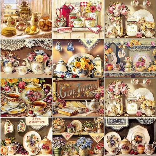 MomoArt Diamond Painting Kitchen Cross Stitch Diamond Embroidery Coffer Cup New Arrival Mosaic Picture Of Rhinestones Handicraft