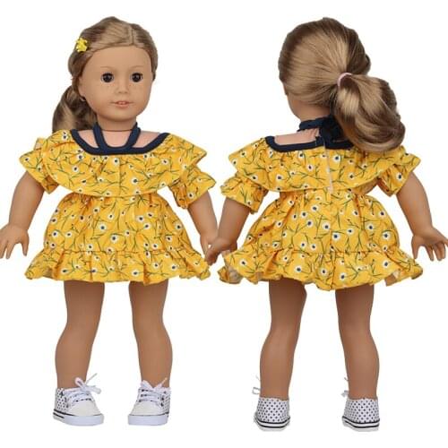 2021 New Pattern Clothes Hanging Belt Broken Flowers Dress Fit 18 Inch American&43cm Baby New Born Doll Clothes Accessories
