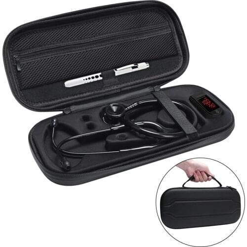 2019 New Top Stethoscope EVA Hard Carrying Bag Case for 3M Littmann Classic III / MDF / ADC / Omron, Mesh Pocket for Acceeories