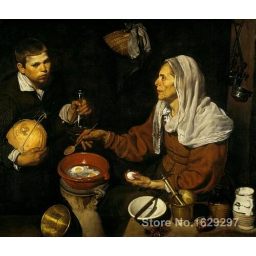 Old Woman Frying Eggs Paintings by Diego Velazquez impressionist art High quality Hand painted