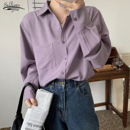 Autumn Fashion Vintage Silk Shirts Long Sleeve Solid Womens Blouse Office Lady Elegant Cardigan Plus Size Feminine Blusas 11427