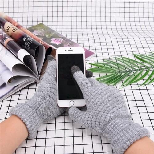 Men Knitted Gloves Winter Touch Screen High Quality Male Thicken Warm Wool Cashmere Solid Gloves Men Mitten Business Autumn