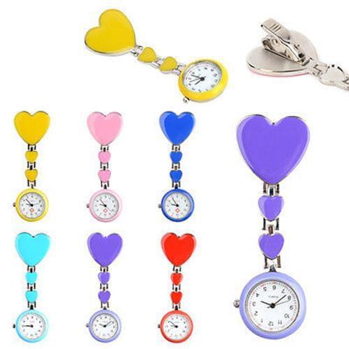 Portable Fashion Alloy Heart Love Quartz Women Clip-on Brooch Nurse Pocket Watch Fob Watch
