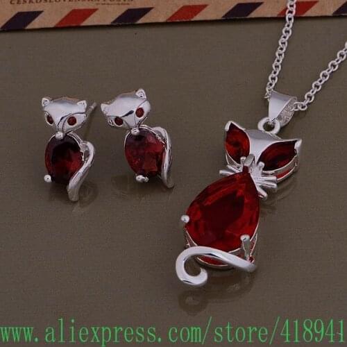 Silver Plated Jewelry Sets Earring 667 + Necklace 757 /elgancna bmiakdpa AS394