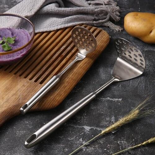 Stainless Steel Pressed Potato Masher Anti-rust Lightweight Smasher Round Holes Food Masher Potatoes Crusher Fruit Tools