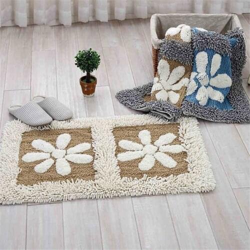 Chenille Anti-slip Bathroom Carpet Petals Pattern Hallway Foyer Doormat Home Decor Bath Rugs For Kitchen Soft Bedroom Floor Mats