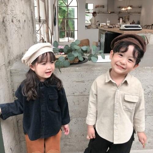 Korean style childrens shirt autumn and winter 2019 boys and girls corduroy shirt baby girl blouse kids clothes 1 to 7 years