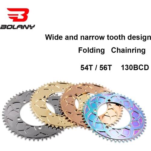 BOLANY 130 BCD Folding Bike Chainwheel Positive Negative Tooth 54T 56T Aluminum Alloy CNC Plating Chainring Bicycle Parts