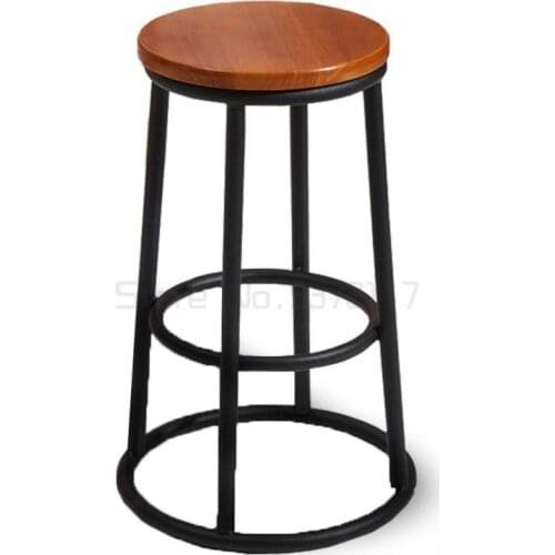 Modern black solid wood bar stool high stool iron bar chair bar stool bar chair creative high stool