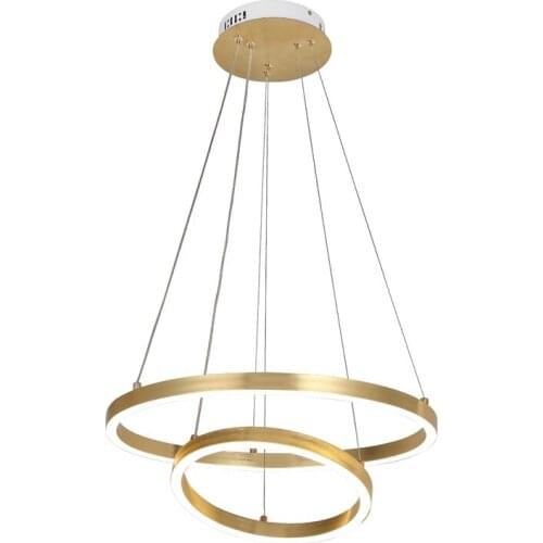 Modern Stylish Round D50cm D30cm Gold Aluminium And Acrylic 50W LED Pendant Lamp For Living Dinning Master Room Light Fixtures