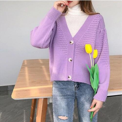 Sweater Jacket Women Loose 2021 New Autumn And Winter Good For Korean Of Pure Color Knitted Cardigan Lazy Style Outer Coat