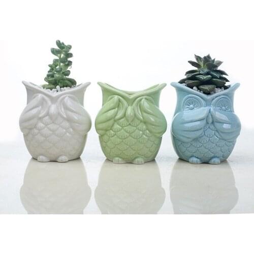 Creative Ceramic Owl Shape Flower Pots New Ceramic Planter Desk Flower Pot Cute Design Succulent Planter Minimalist Vase