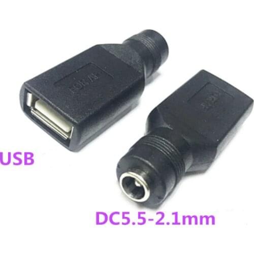 USB Female to Round Hole DC5.5-2.1mm Female with Needle Power Adapter 5v USB Converter