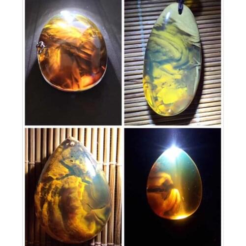 Reminiscence of ancient Burma and Persia: pure natural Burma amber cave pendant features rare collection level