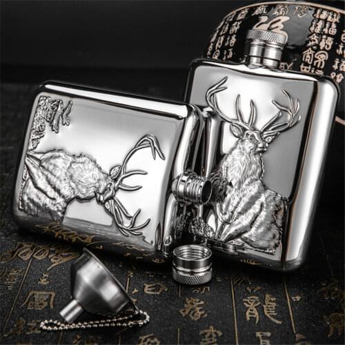 High quality 304 Stainless Steel Hip Flask Outdoor Portable 6 Ounce Entirely Handmade Boutique Wine Send Funnel party gifts
