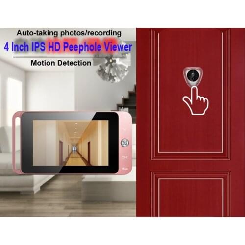 Top Quality Home Security Doorbell 4 Inch Peephole Viewer HD IPS Screen Support Max 32GB w/t Motion Detection function in stock