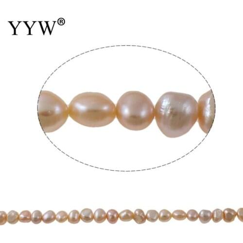 Pearl DIY Necklace Bracelet Cultured Baroque Freshwater Pearls Bead Natural Pink 7-8mm Approx 0.8mm 14.5 Inch For Jewelry Making