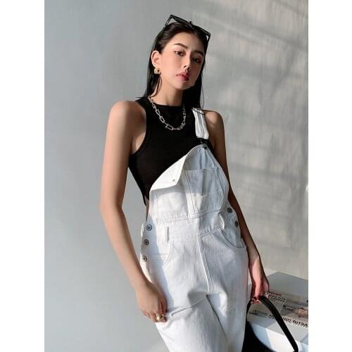 WOMENGAGA high waist slim cowboy Denim womens fashion casual straight Rompers Jumpsuits US korean Girl female tops 6P67