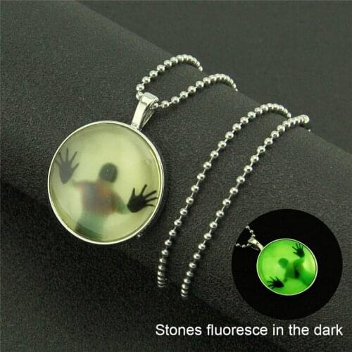 Fashion Women Lady Round Glass Fluorescent Glow In The Dark Moon Long Chain Pendant Necklaces Sweater Star Necklace Jewelry