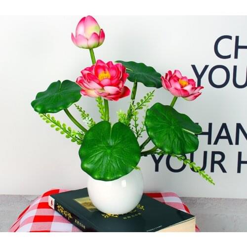 1 Bouquet Artificial Lotus Water Lily Silk White Flowers Pond Tank Plants Ornament Home Garden Vase Table Living room Decoration