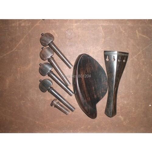 1 Set High Quality 4/4 Violin Ebony parts Undyed with tailpiece chin rest without holes 4 violin pegs 1 end button