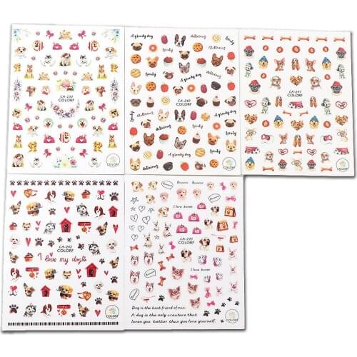 1Pc Ultra-thin 3D Cute Pet Dog Series Nail Sticker Stereoscopic Self-Adhesive Nail Sticker Decoration