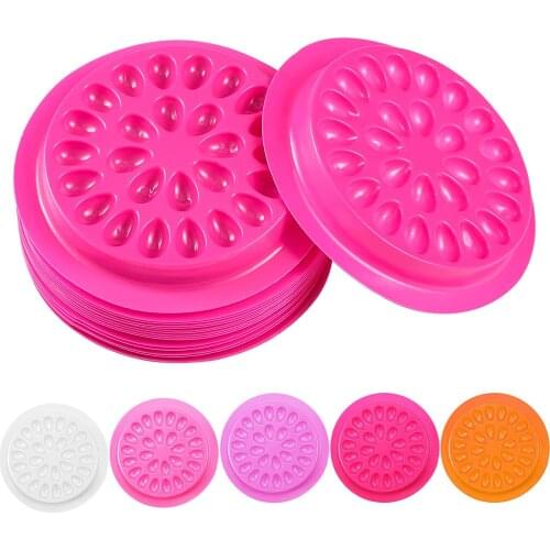 100Pcs Disposable Eyelash Glue Gasket Lash Extension Glue Holder Adhesive Pallet pads plastic Flower shape makeup tools