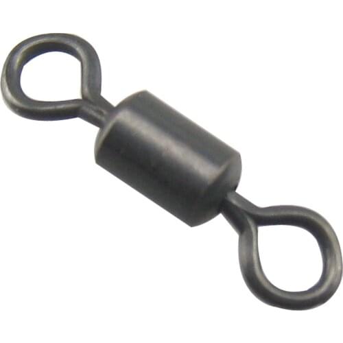 100 X Long Barrel Rolling Swivels - Non Glare Balck Colour-Fits Safety Lead Clips, Carp Terminal Tackles for Carp Fishings