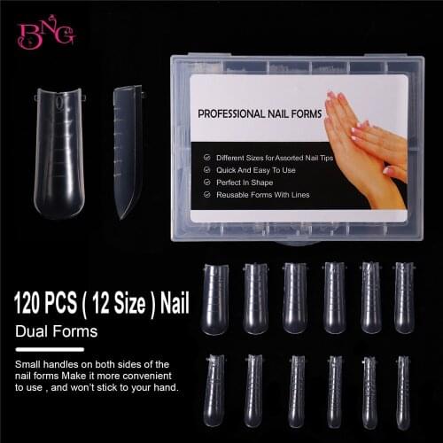 BNG 120pcs box French Dual Forms Tips Quick Building Gel Mold Nail System Full Cover Extension Top Molds For Build Form